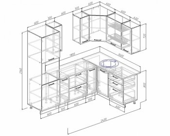 Угловой кухонный гарнитур Жемчуг 2400х1600 мм в Алапаевске - alapaevsk.mebel-e96.ru