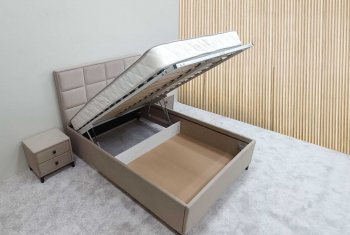 Кровать с подъемным механизмом Мега беж (Лин) в Алапаевске - alapaevsk.mebel-e96.ru