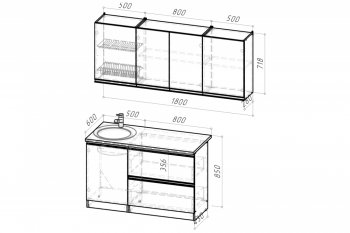 Кухонный гарнитур Адажио макси 1800 мм (Герда) в Алапаевске - alapaevsk.mebel-e96.ru