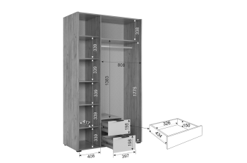 Шкаф 1260 мм трехдверный Адам графит (Мебельсон) в Алапаевске - alapaevsk.mebel-e96.ru