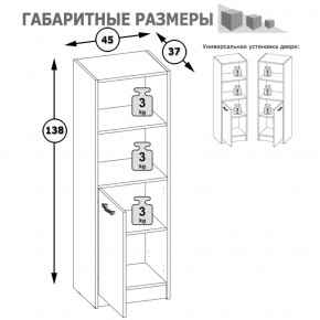 Стеллаж две ниши и дверка Альфа 09.135 солнечный свет в Алапаевске - alapaevsk.mebel-e96.ru