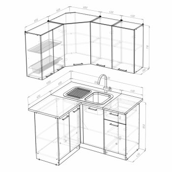 Кухонный гарнитур Алина прайм 1200х1400 мм (Герда) в Алапаевске - alapaevsk.mebel-e96.ru