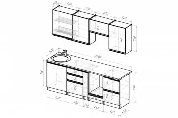 Кухонный гарнитур Амели компакт 2200 мм (Герда) в Алапаевске - alapaevsk.mebel-e96.ru