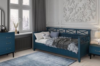 Кровать из массива Амелия сапфир без ящиков (БМ) в Алапаевске - alapaevsk.mebel-e96.ru
