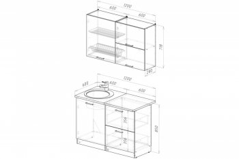 Кухонный гарнитур Антика лайт 1200 мм (Герда) в Алапаевске - alapaevsk.mebel-e96.ru