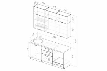 Кухонный гарнитур Асая макси 1800 мм (Герда) в Алапаевске - alapaevsk.mebel-e96.ru