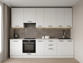 Кухонный гарнитур высокий Белый глянец 3000 мм МДФ (Санвут) в Алапаевске - alapaevsk.mebel-e96.ru