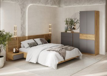 Спальный гарнитур Бостон Лайт серый (Стиль) в Алапаевске - alapaevsk.mebel-e96.ru