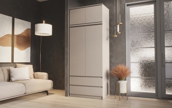 Шкаф Челси с антресолью 900 мм Кашемир (Миф) в Алапаевске - alapaevsk.mebel-e96.ru