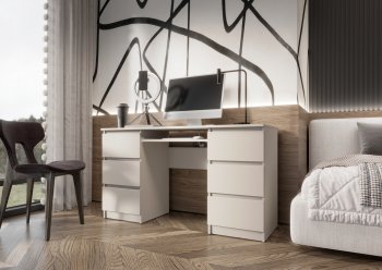 Письменный стол Челси 6 ящиков кашемир (Миф) в Алапаевске - alapaevsk.mebel-e96.ru