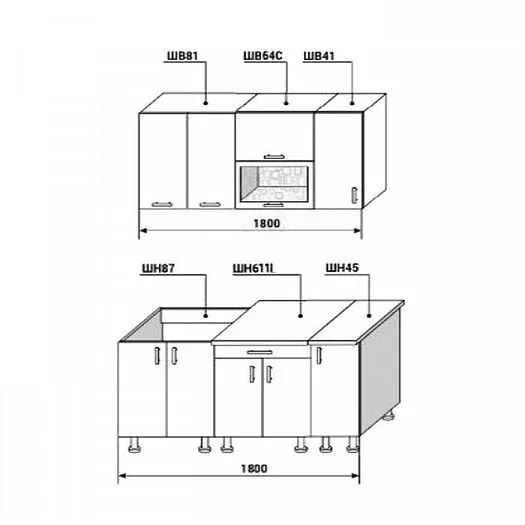 Кухонный гарнитур Диана-4У Лофт 1800 мм в Алапаевске - alapaevsk.mebel-e96.ru