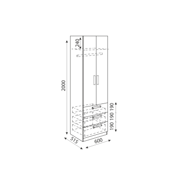 Шкаф 600 мм с ящиками Дуглас М04 (Риннер) в Алапаевске - alapaevsk.mebel-e96.ru