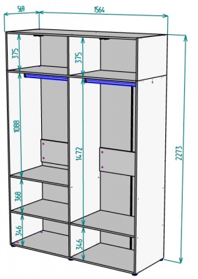 Шкаф 1564 мм Erik H313 + Антресоль HA4 (Графит) в Алапаевске - alapaevsk.mebel-e96.ru