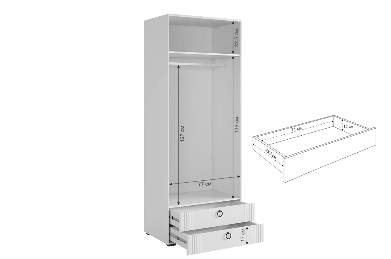 Шкаф 800 мм Ева двухдверный 103.01 (Мебельсон) в Алапаевске - alapaevsk.mebel-e96.ru