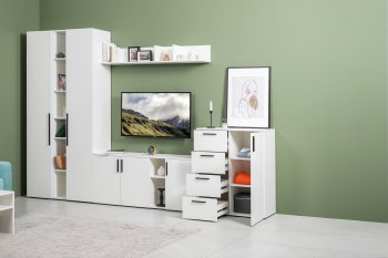 Стенка Эйр модульная, белый (Моби) в Алапаевске - alapaevsk.mebel-e96.ru