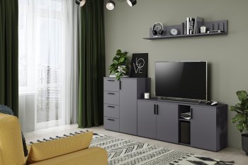 Стенка Эйр комп.1, графит (Моби) в Алапаевске - alapaevsk.mebel-e96.ru