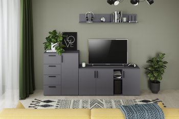 Стенка Эйр комп.1, графит (Моби) в Алапаевске - alapaevsk.mebel-e96.ru