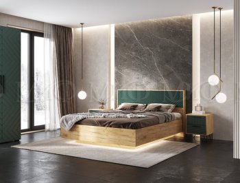 Кровать парящая Флэш крафт/грин (Миф) в Алапаевске - alapaevsk.mebel-e96.ru
