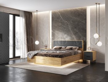 Кровать парящая Флэш крафт/графит(Миф) в Алапаевске - alapaevsk.mebel-e96.ru