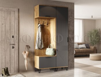 Прихожая Флэш крафт/графит модульная (Миф) в Алапаевске - alapaevsk.mebel-e96.ru