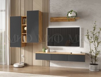 Стенка Флэш комп.2 крафт/графит (Миф) в Алапаевске - alapaevsk.mebel-e96.ru