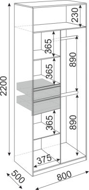 Шкаф 800 мм 2-х створчатый Глэдис (модуль 22) (Риннер) в Алапаевске - alapaevsk.mebel-e96.ru