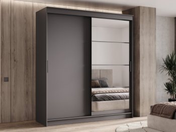 Шкаф-купе 2000 мм Гранд-1 ЛДСП/Зеркало, графит (Эра) в Алапаевске - alapaevsk.mebel-e96.ru