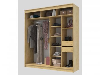 Шкаф-купе 2000 мм Гранд-1 ЛДСП/Зеркало, дуб вотан (Эра) в Алапаевске - alapaevsk.mebel-e96.ru