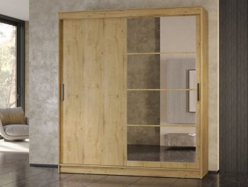 Шкаф-купе 2000 мм Гранд-1 ЛДСП/Зеркало, дуб вотан (Эра) в Алапаевске - alapaevsk.mebel-e96.ru