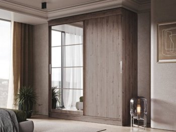 Шкаф-купе 2000 мм Гранд-1 ЛДСП/Зеркало, дуб горный (Эра) в Алапаевске - alapaevsk.mebel-e96.ru