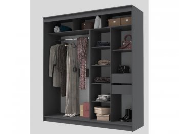 Шкаф-купе 2000 мм Гранд-1 зеркало/зеркало, графит (Эра) в Алапаевске - alapaevsk.mebel-e96.ru