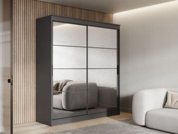 Шкаф-купе 2000 мм Гранд-1 зеркало/зеркало, графит (Эра) в Алапаевске - alapaevsk.mebel-e96.ru