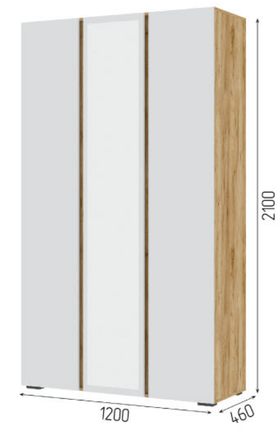 Шкаф 1200 мм с зеркалом Хелен ШК 02 крафт (СтендМ) в Алапаевске - alapaevsk.mebel-e96.ru | фото