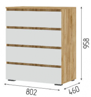 Комод Хелен КМ 02 802 4 ящика крафт (СтендМ) в Алапаевске - alapaevsk.mebel-e96.ru