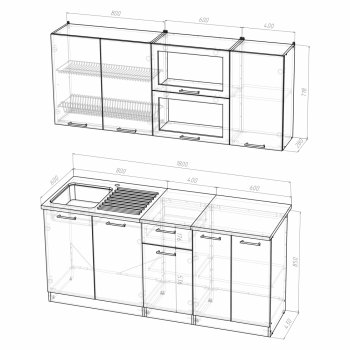 Кухонный гарнитур Инна макси 1800 мм (Герда) в Алапаевске - alapaevsk.mebel-e96.ru