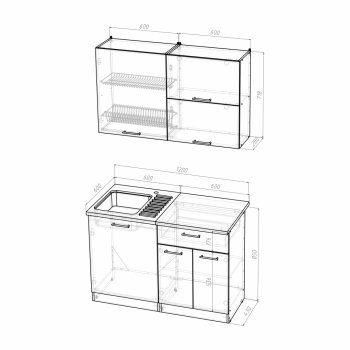 Кухонный гарнитур Инна лайт 1200 мм (Герда) в Алапаевске - alapaevsk.mebel-e96.ru