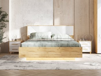 Кровать парящая Ирис крафт/белый с подсветкой (Миф) в Алапаевске - alapaevsk.mebel-e96.ru