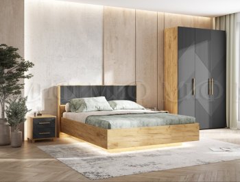 Кровать парящая Ирис крафт/графит(Миф) в Алапаевске - alapaevsk.mebel-e96.ru