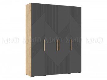 Шкаф 1800 мм Ирис с антресолью крафт/графит (Миф) в Алапаевске - alapaevsk.mebel-e96.ru