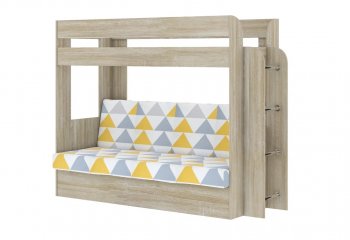 Кровать 2-х ярусная с диваном Карамель 75 сонома (Otto Yellow) в Алапаевске - alapaevsk.mebel-e96.ru