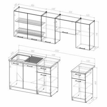 Кухонный гарнитур Кира компакт 2200 мм (Герда) в Алапаевске - alapaevsk.mebel-e96.ru