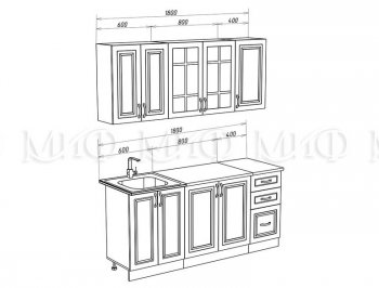 Кухонный гарнитур Констанция 1800 мм белый/джинс (Миф) в Алапаевске - alapaevsk.mebel-e96.ru