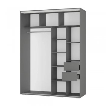 Шкаф-купе 1600 мм Крафт-6 графит (БТС) в Алапаевске - alapaevsk.mebel-e96.ru