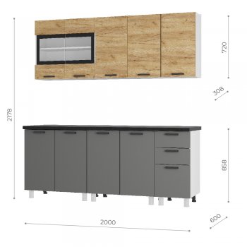 Кухонный гарнитур 2000 мм Крафт тип 2 (БТС) в Алапаевске - alapaevsk.mebel-e96.ru