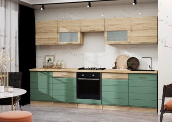 Кухонный гарнитур 3000 мм Кремона фисташка (Росток) в Алапаевске - alapaevsk.mebel-e96.ru