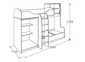 Кровать 2-х ярусная №2 Омега 18 (800*2000) в Алапаевске - alapaevsk.mebel-e96.ru