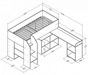 Кровать-чердак Теремок-2 Дуб молочный в Алапаевске - alapaevsk.mebel-e96.ru