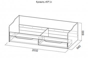 Кровать КР-1 Дуб сонома (СВ) в Алапаевске - alapaevsk.mebel-e96.ru