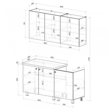 Кухонный гарнитур Куба 1600 мм (БТС) в Алапаевске - alapaevsk.mebel-e96.ru