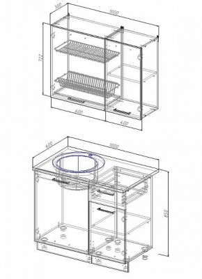 Кухонный гарнитур Антрацит 1000 в Алапаевске - alapaevsk.mebel-e96.ru